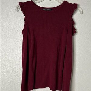 Women's Ruffled Burgundy Top